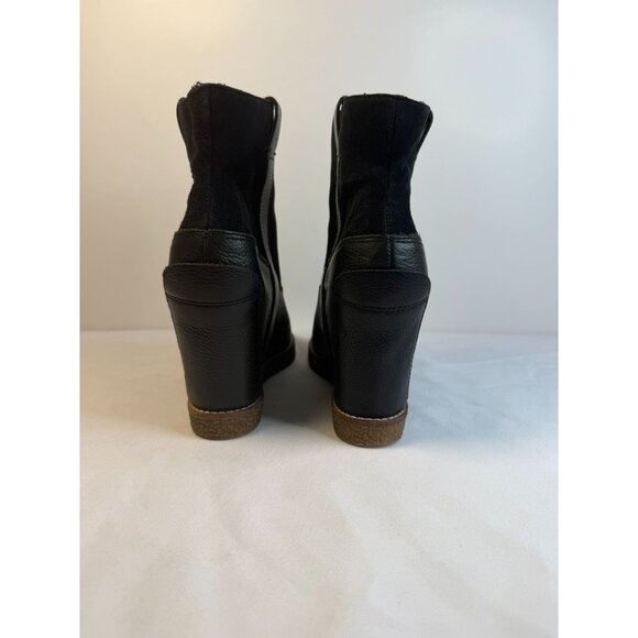 Dolce Vita Pavlos Wedge Heel Womens Size 9.5 Black Leather Suede Booties Casual - Picture 8 of 11